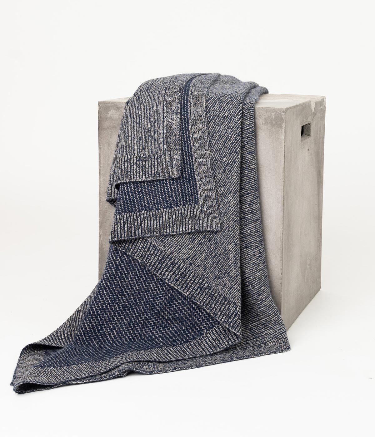 Cobalt and Platinum Beehive Yak Down Throw